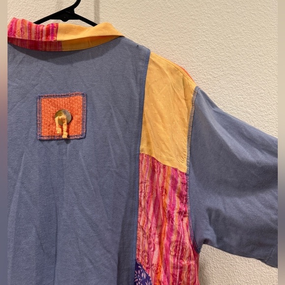 Vintage Faith Patchwork Boho Floral Button Front Collared Cropped Top Size Small - Picture 13 of 16